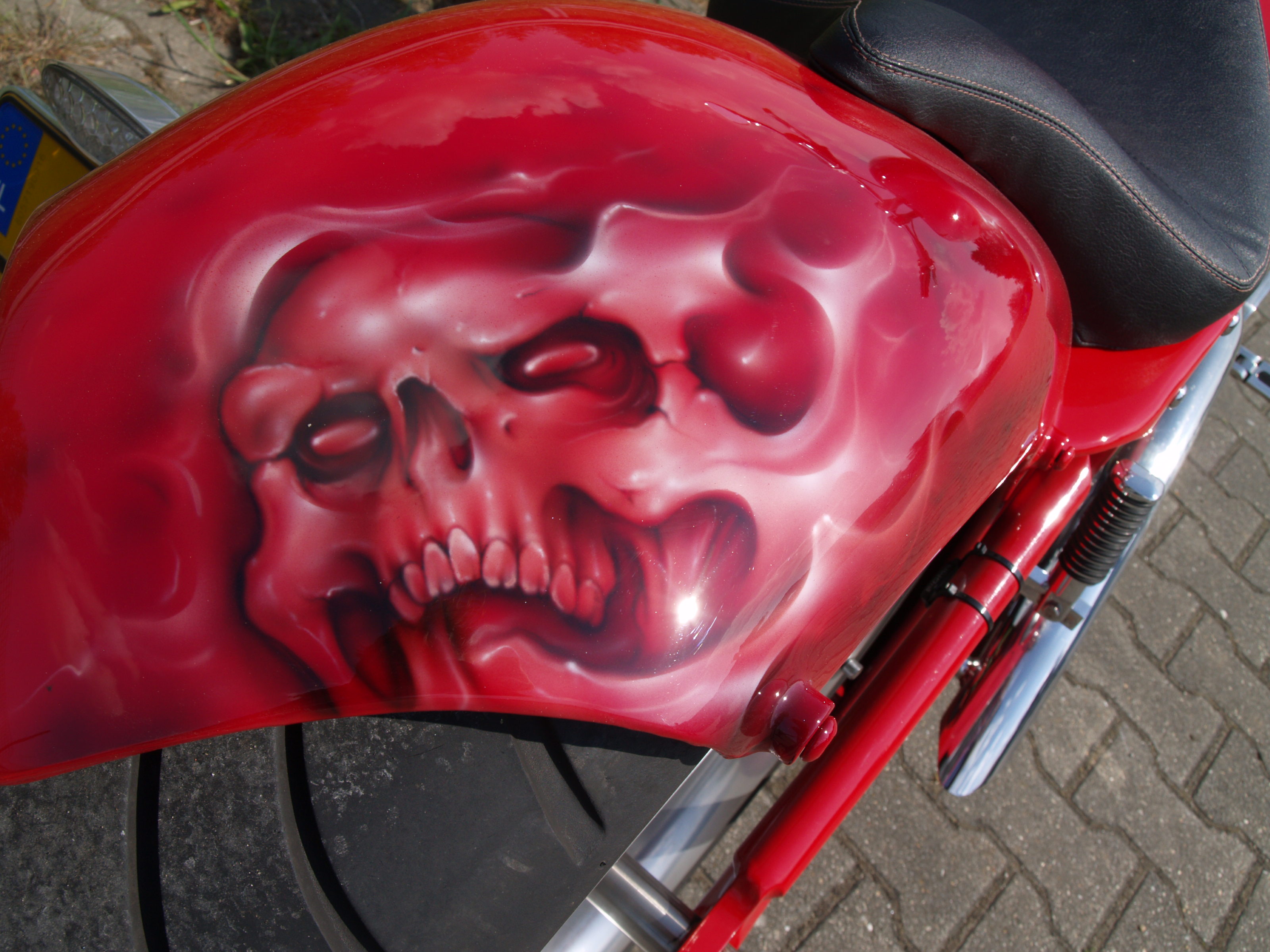 Bloodred Ghost Skull Harley Custom Paint