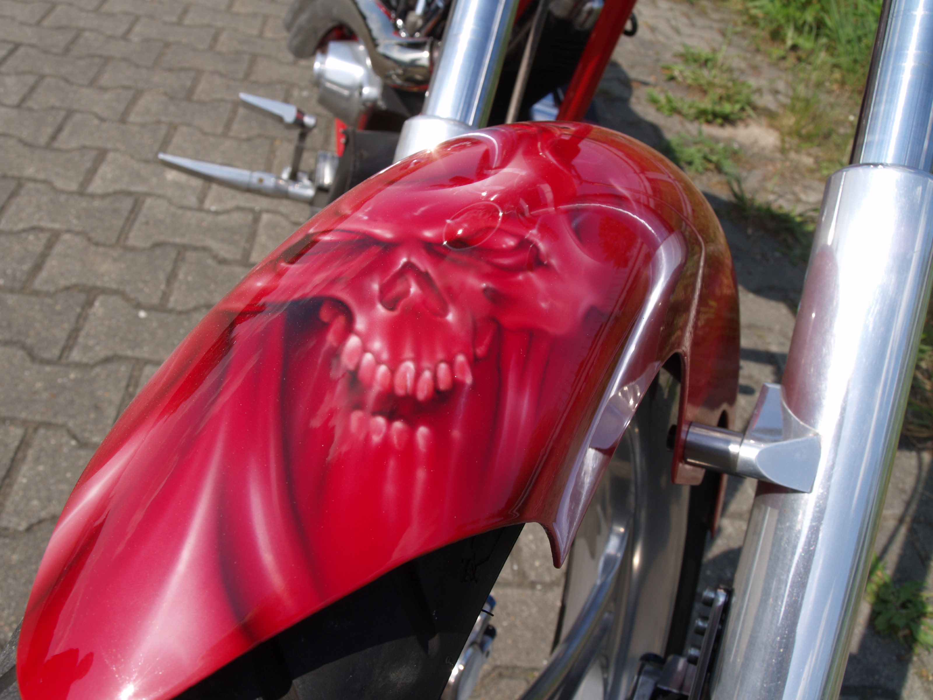 Bloodred Ghost Skull Harley Custom Paint
